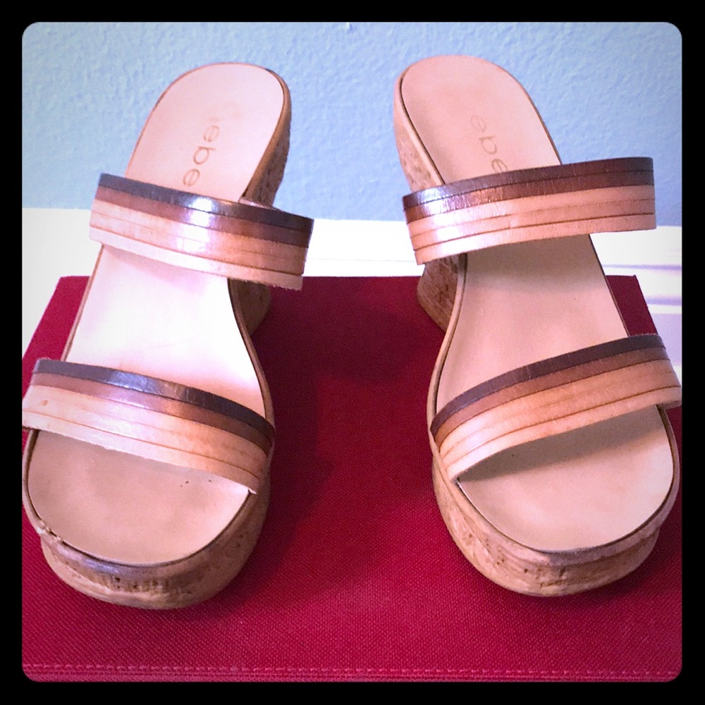 Bebe multi brown Leather wedge